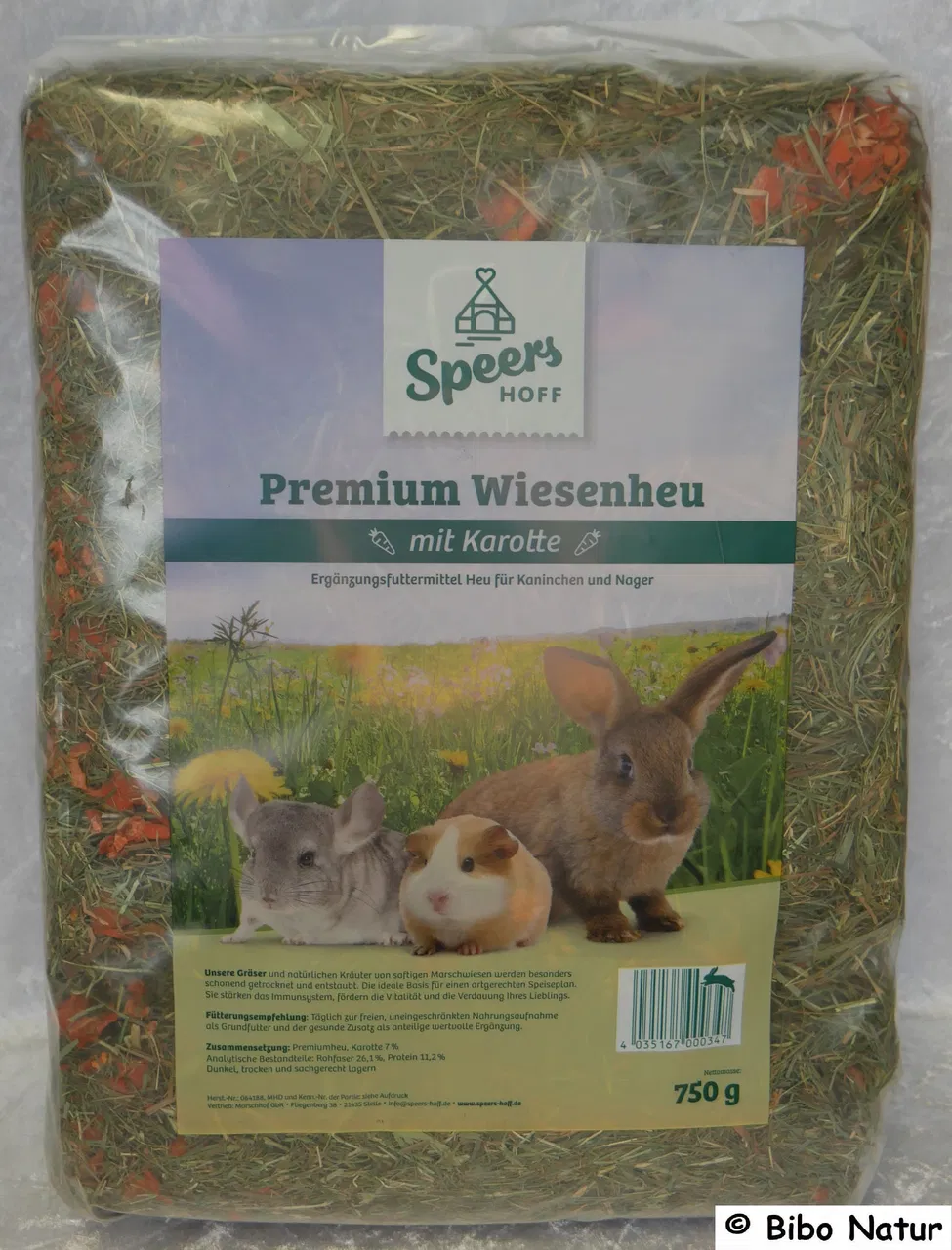 Premium Wiesenheu 750g mit Karotte